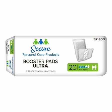 Secure Booster Pad Ultra Booster Pad 13 Inch Length Heavy Absorbency SecureLoc Core One Size Fits Most, 20PK SP1900